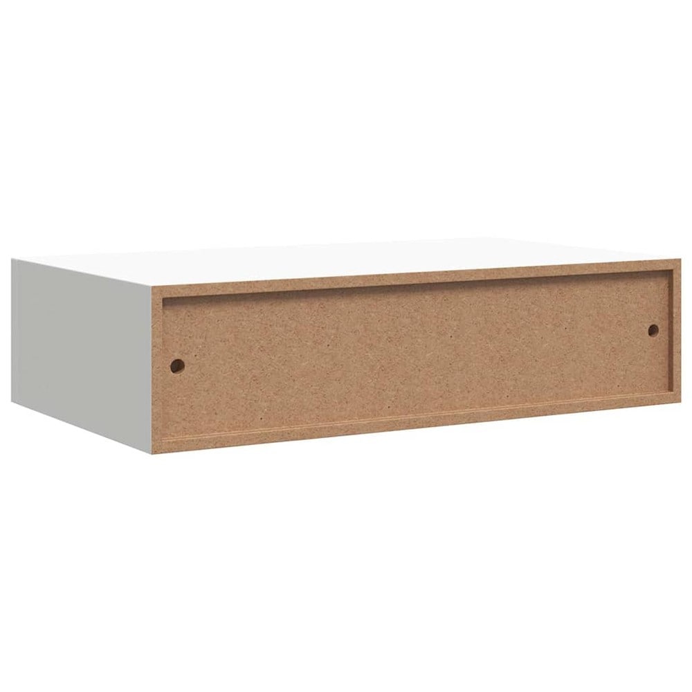 Vägghylla med låda 40×23,5×10 cm / väggmonterad låda / lådhylla – Vit