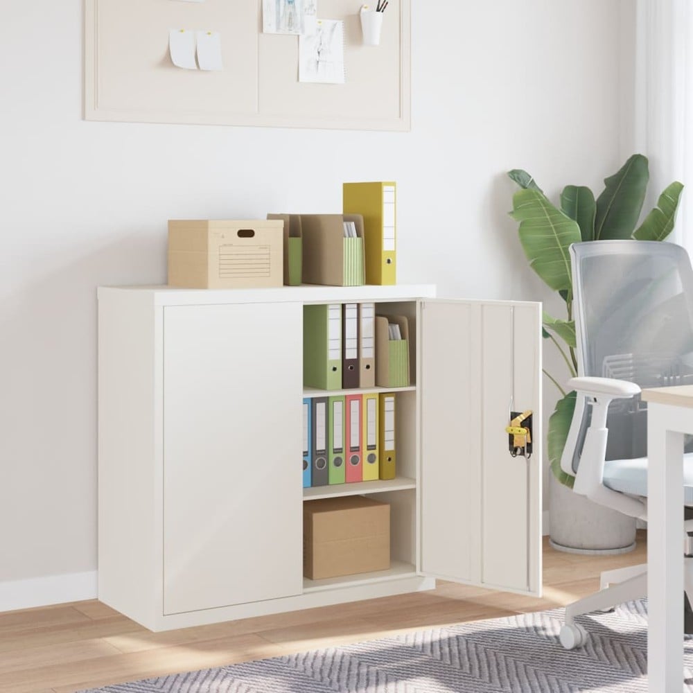 Dokumentskåp 90×40×90 cm / låsbart arkivskåp i stål med 2 justerbara hyllor – Vit