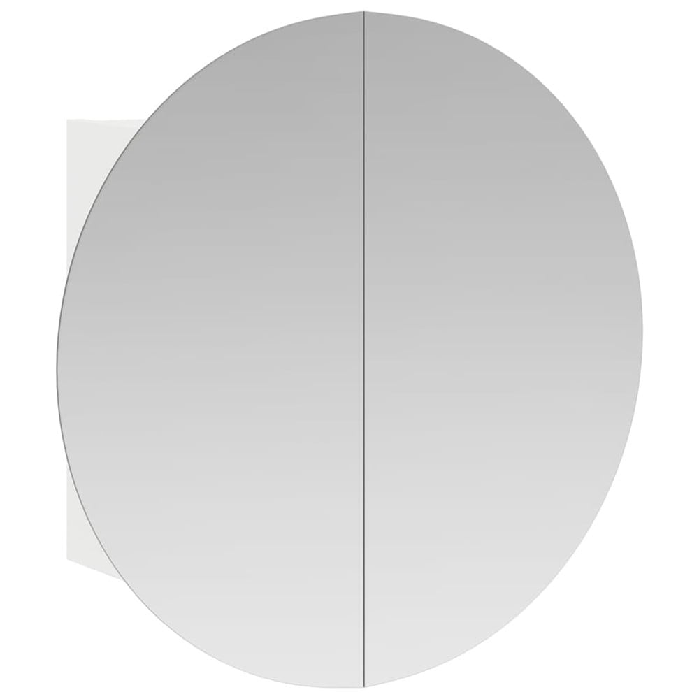 Badrumsskåp med rund spegel och LED Ø60 cm / spegelskåp med 2 hyllor och USB – Vit