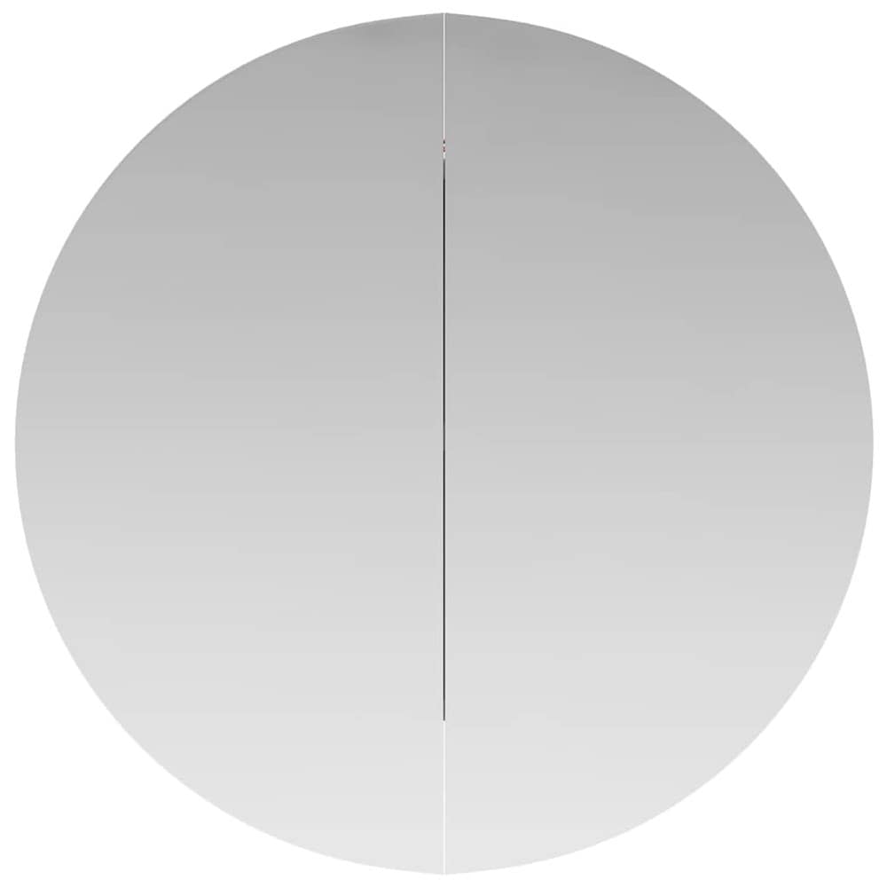 Badrumsskåp med rund spegel och LED Ø60 cm / spegelskåp med 2 hyllor och USB – Vit