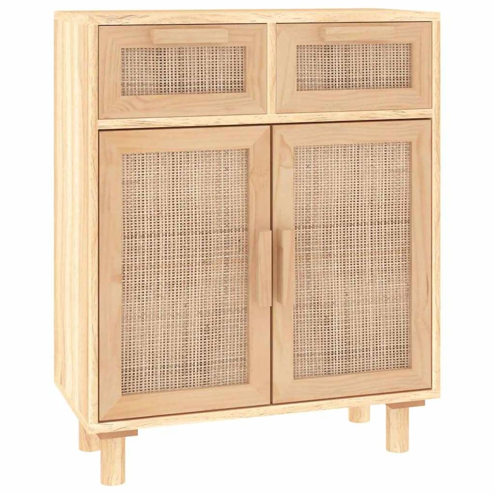 Skänk 60×30×75 cm / förvaringsskåp med 2 lådor och dörrar – Natur/rotting