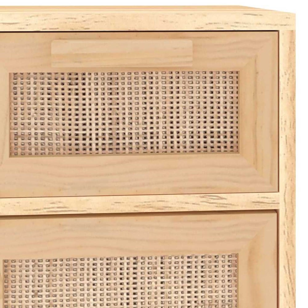 Skänk 60×30×75 cm / förvaringsskåp med 2 lådor och dörrar – Natur/rotting
