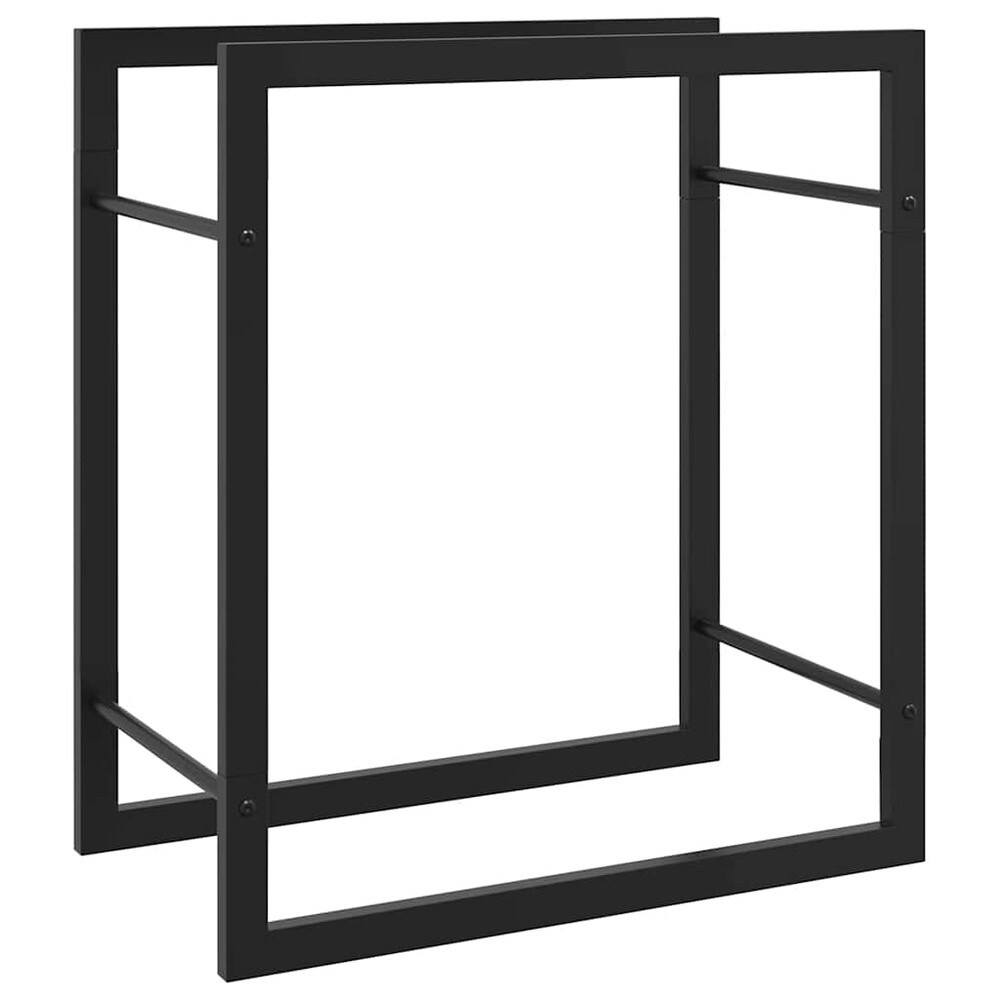 Vedställ 50×28×56 cm / vedförvaring i pulverlackerat stål / vedhållare – Mattsvart