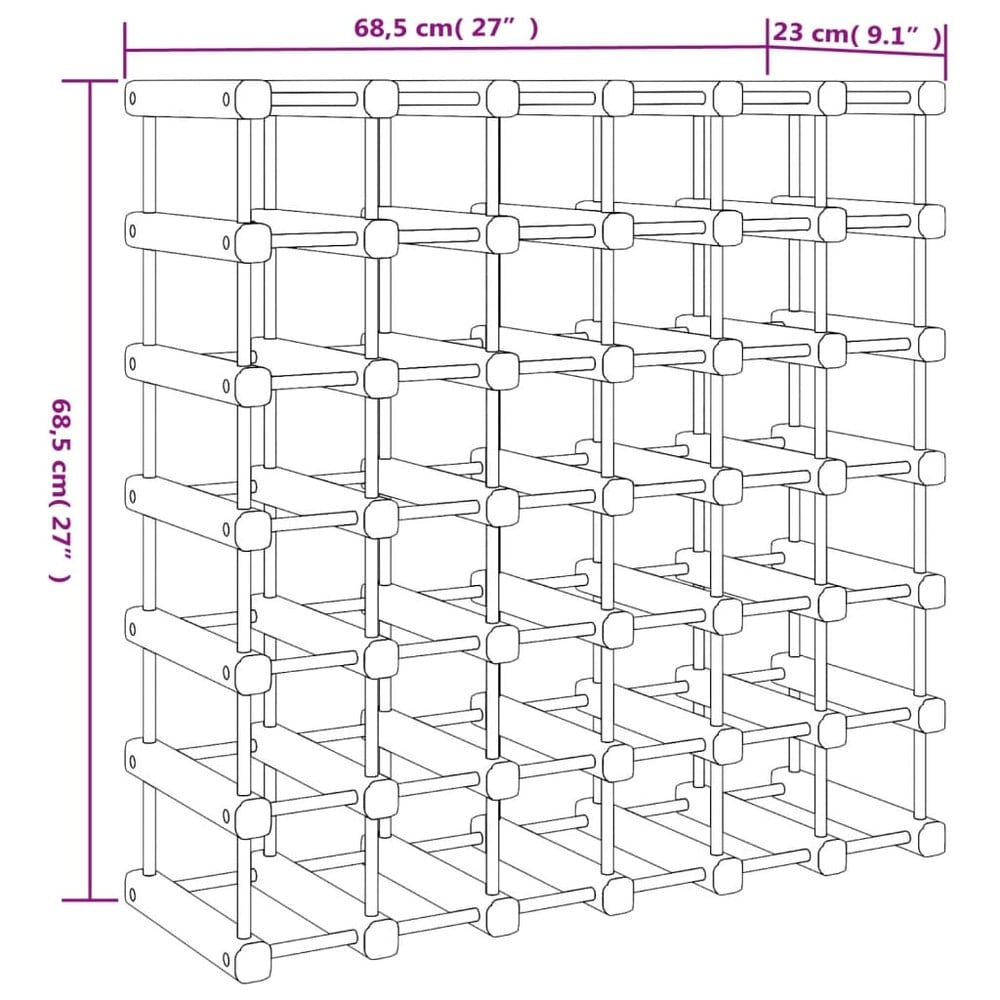 Vinreol til 42 flasker 68,5×23×68,5 cm / flaskereol i massivt fyrretræ / gulvstativ – Natur