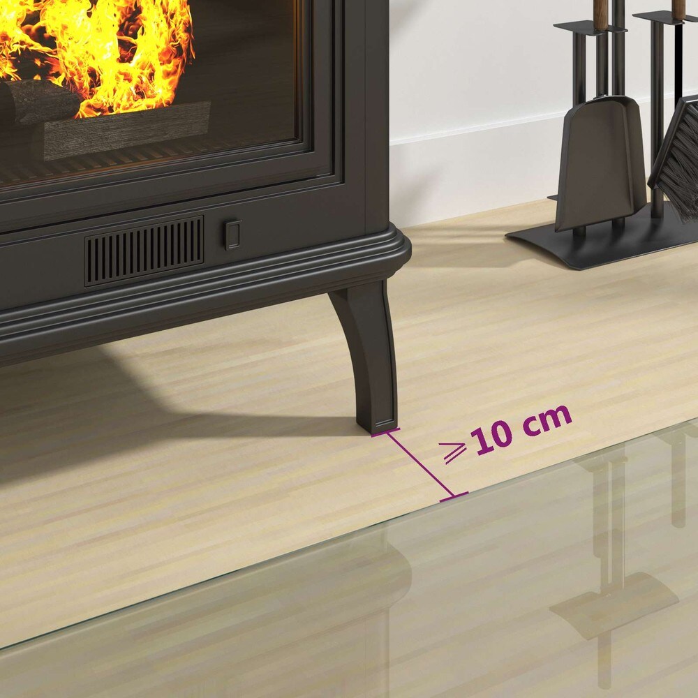 Eldstadsplan i glas 80×50 cm / golvskydd för kamin och öppen spis / gnistskydd – Transparent