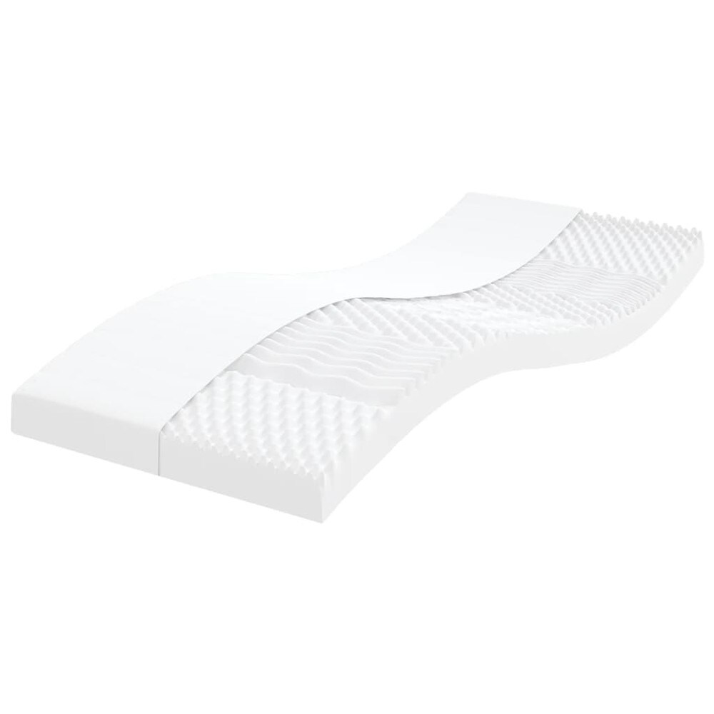 Skummadrass 90×200×10 cm / 7-zons madrass i PU-skum / hårdhet 20 ILD – Vit