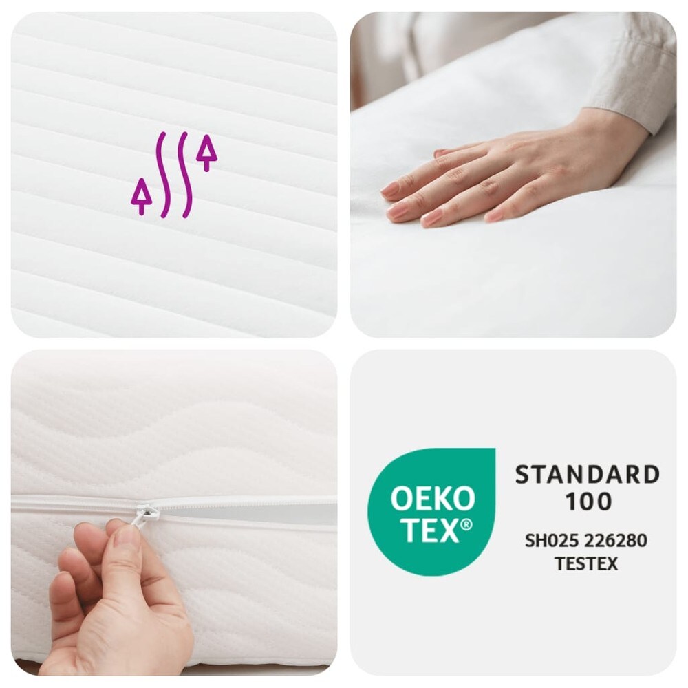 Skummadrass 90×200×10 cm / 7-zons madrass i PU-skum / hårdhet 20 ILD – Vit