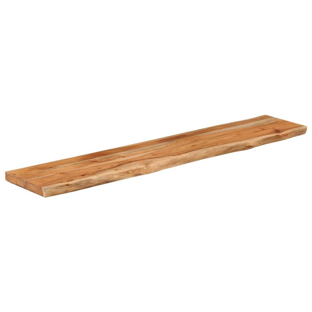 Vägghylla 100×20×2,5 cm / hylla för vägg / hyllplan i massiv akacia med naturlig kant – Natur
