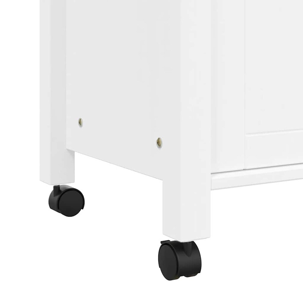 Köksvagn 84×40×88,5 cm / köksö på hjul med 4 lådor och skåp / serveringsvagn – Vit/natur