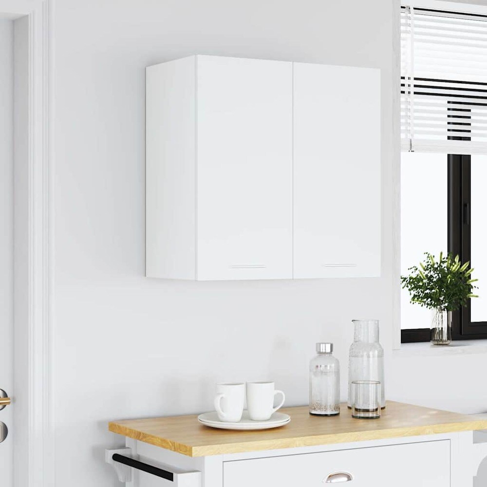 Överskåp till kök 60×31×60 cm / köksskåp med 2 hyllor och dörrar / väggskåp – Vit