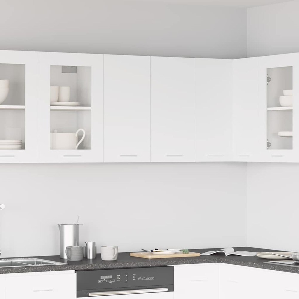 Överskåp till kök 60×31×60 cm / köksskåp med 2 hyllor och dörrar / väggskåp – Vit