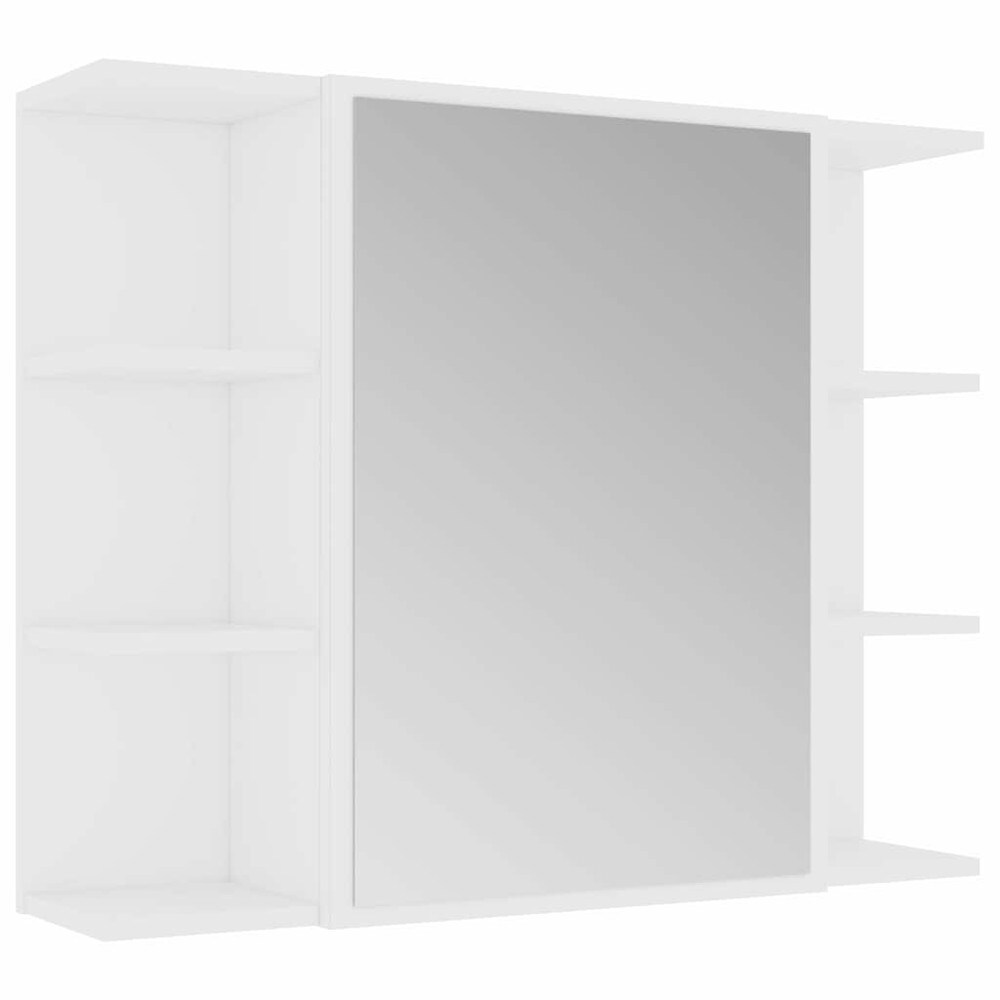 Spegelskåp för badrum 80×20,5×64 cm / badrumsskåp med spegel och 8 fack / väggskåp – Vit