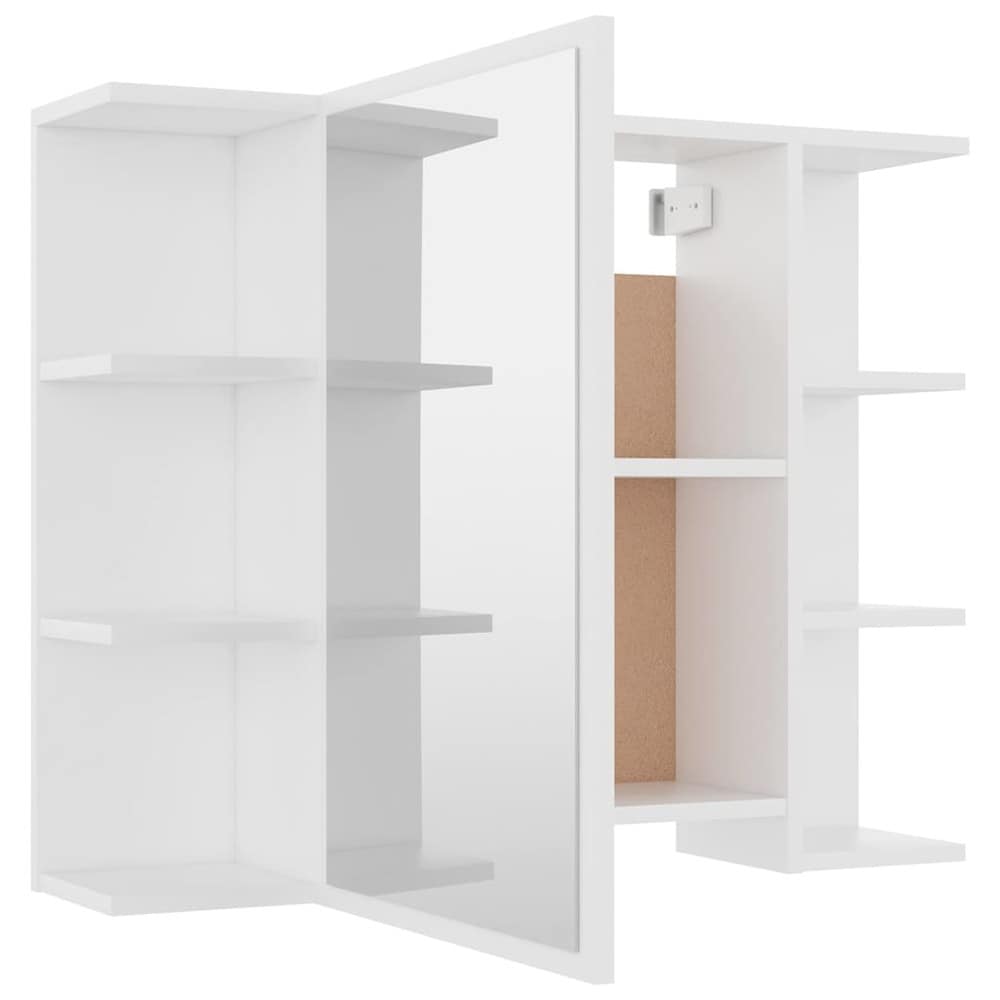 Spegelskåp för badrum 80×20,5×64 cm / badrumsskåp med spegel och 8 fack / väggskåp – Vit
