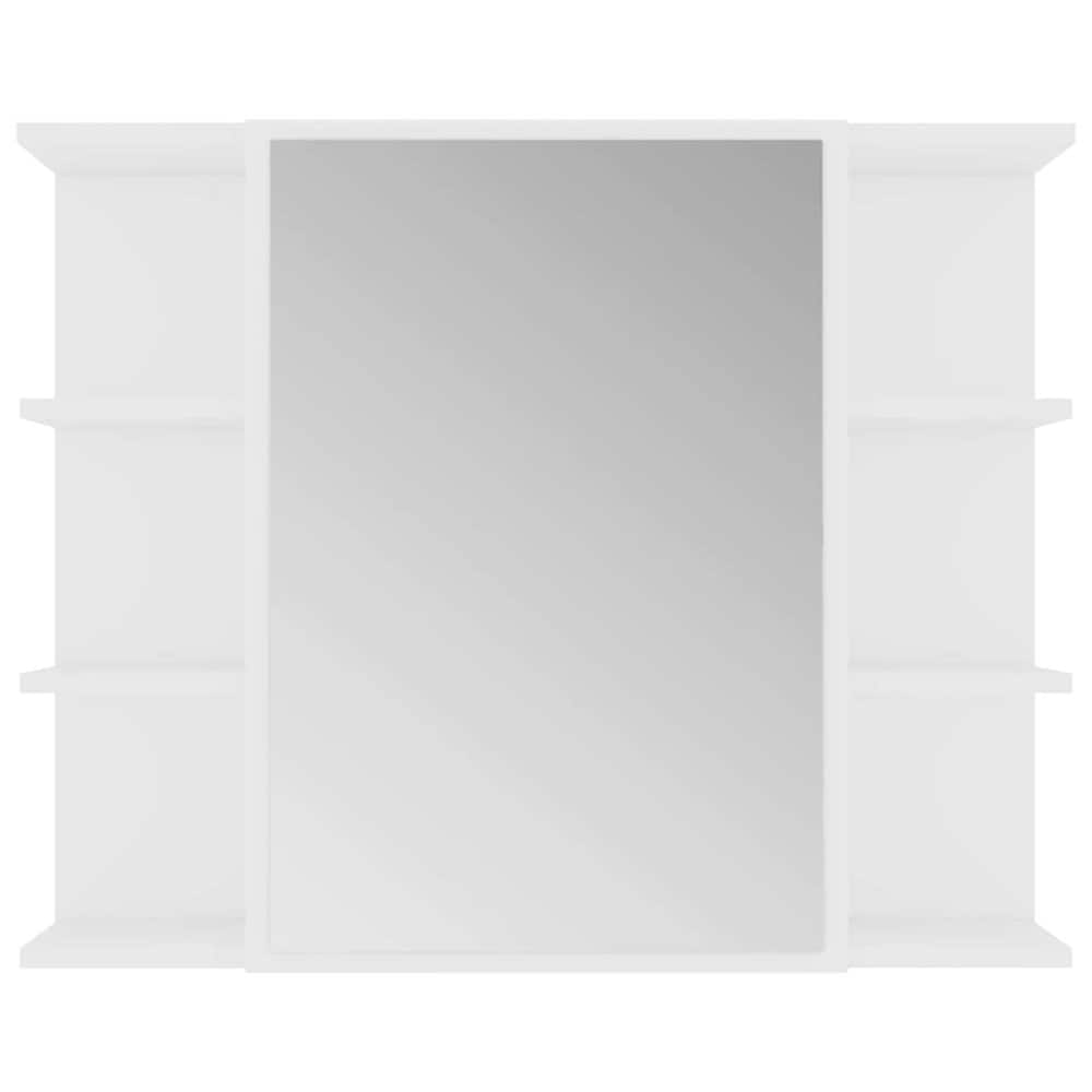 Spegelskåp för badrum 80×20,5×64 cm / badrumsskåp med spegel och 8 fack / väggskåp – Vit