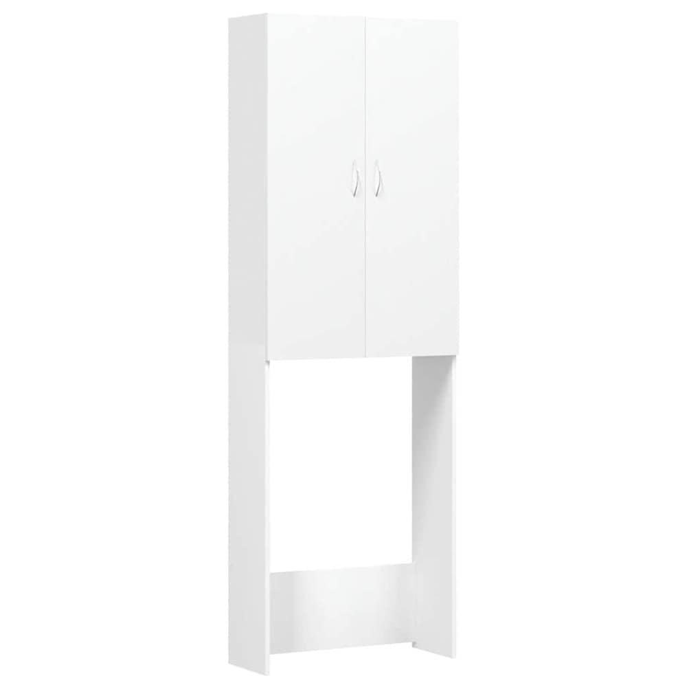 Tvättmaskinsskåp 64×25,5×190 cm / badrumsskåp över tvättmaskin / högskåp – Vit