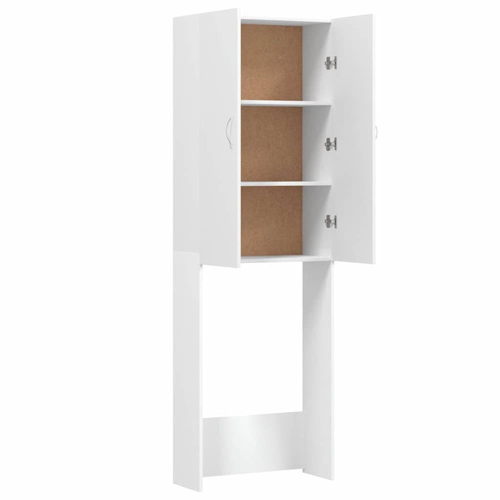 Tvättmaskinsskåp 64×25,5×190 cm / badrumsskåp över tvättmaskin / högskåp – Vit
