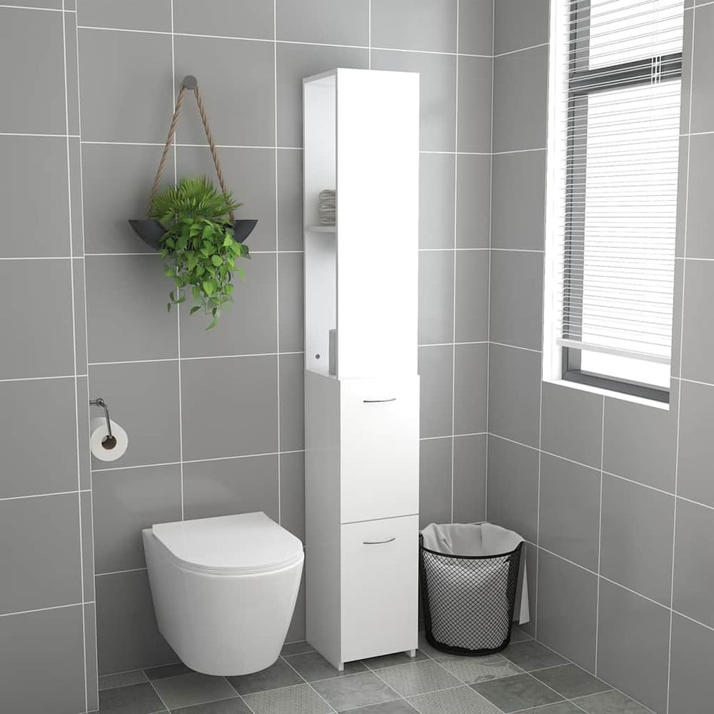 Badrumsskåp 25×26,5×170 cm / smalt högskåp för badrum / förvaringsskåp – Vit