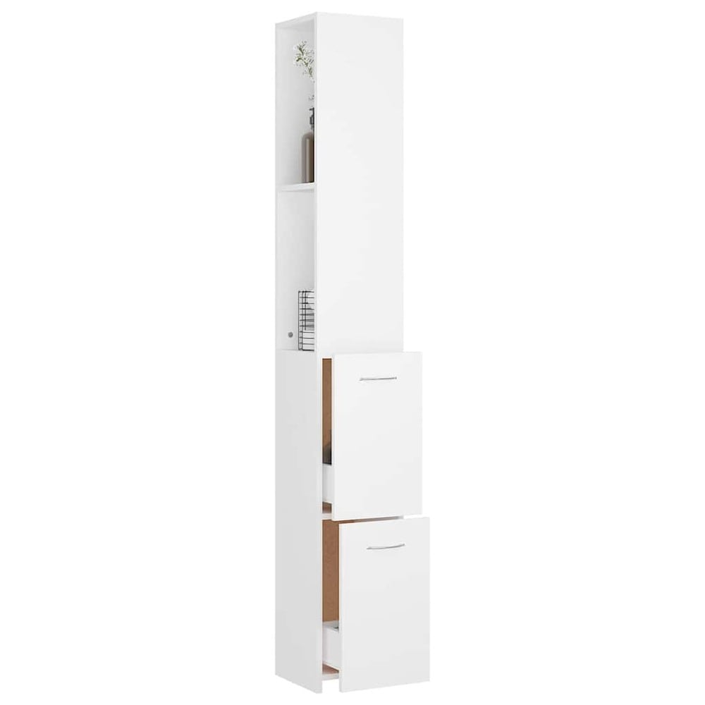 Badrumsskåp 25×26,5×170 cm / smalt högskåp för badrum / förvaringsskåp – Vit