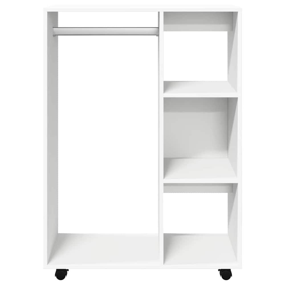 Öppen garderob 80×40×110 cm / låg klädgarderob med klädstång och 3 hyllor – Vit