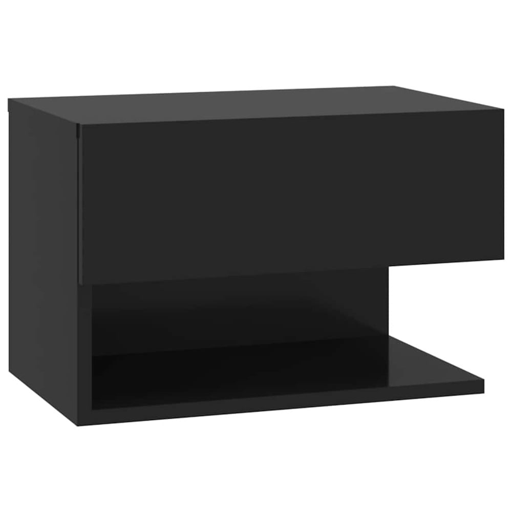 Väggmonterat sängbord 46×29,5×30 cm / svävande nattduksbord / vägghängt sidobord – Svart