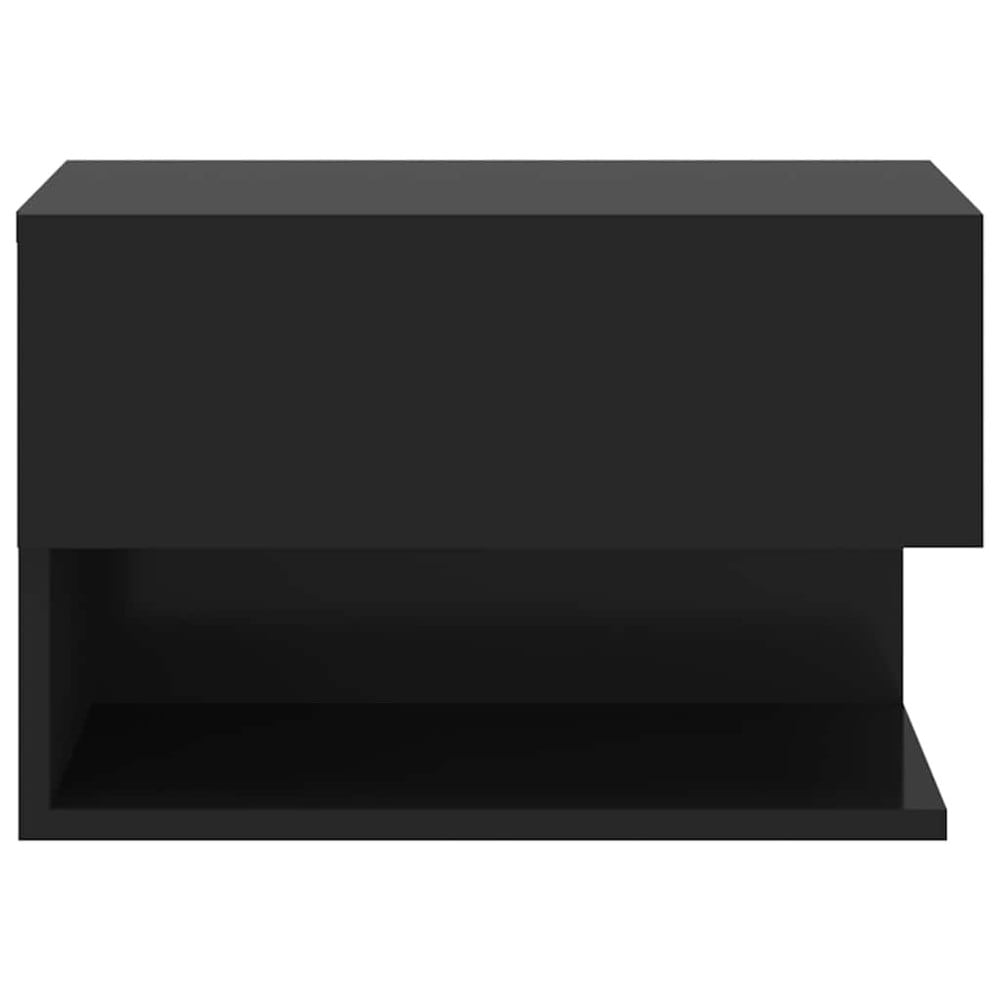 Väggmonterat sängbord 46×29,5×30 cm / svävande nattduksbord / vägghängt sidobord – Svart