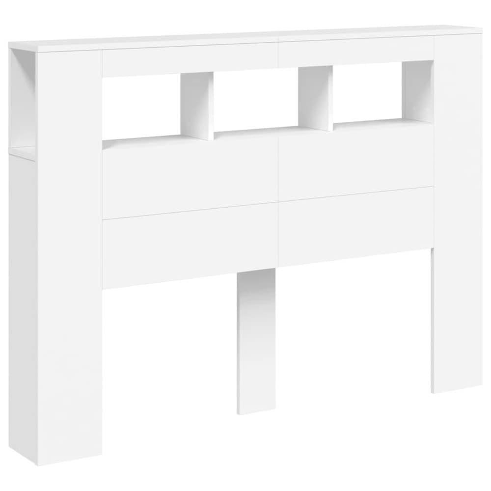 Sänggavel med LED 140×18,5×103,5 cm / huvudgavel med RGB-belysning och avlastningsyta – Vit