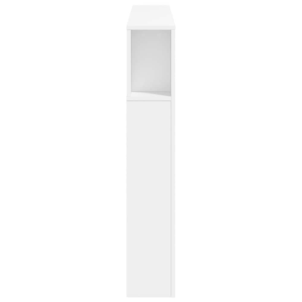 Sänggavel med LED 140×18,5×103,5 cm / huvudgavel med RGB-belysning och avlastningsyta – Vit