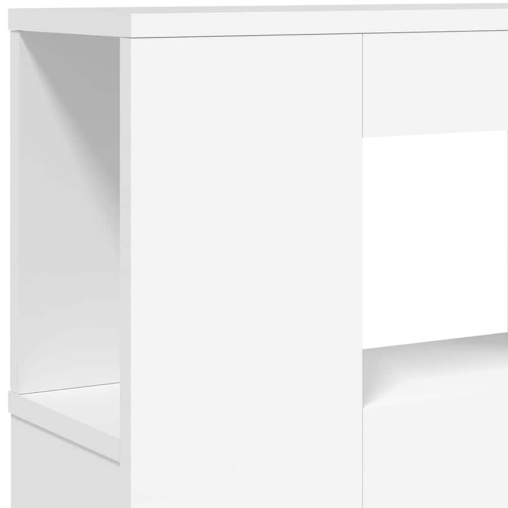 Sänggavel med LED 140×18,5×103,5 cm / huvudgavel med RGB-belysning och avlastningsyta – Vit