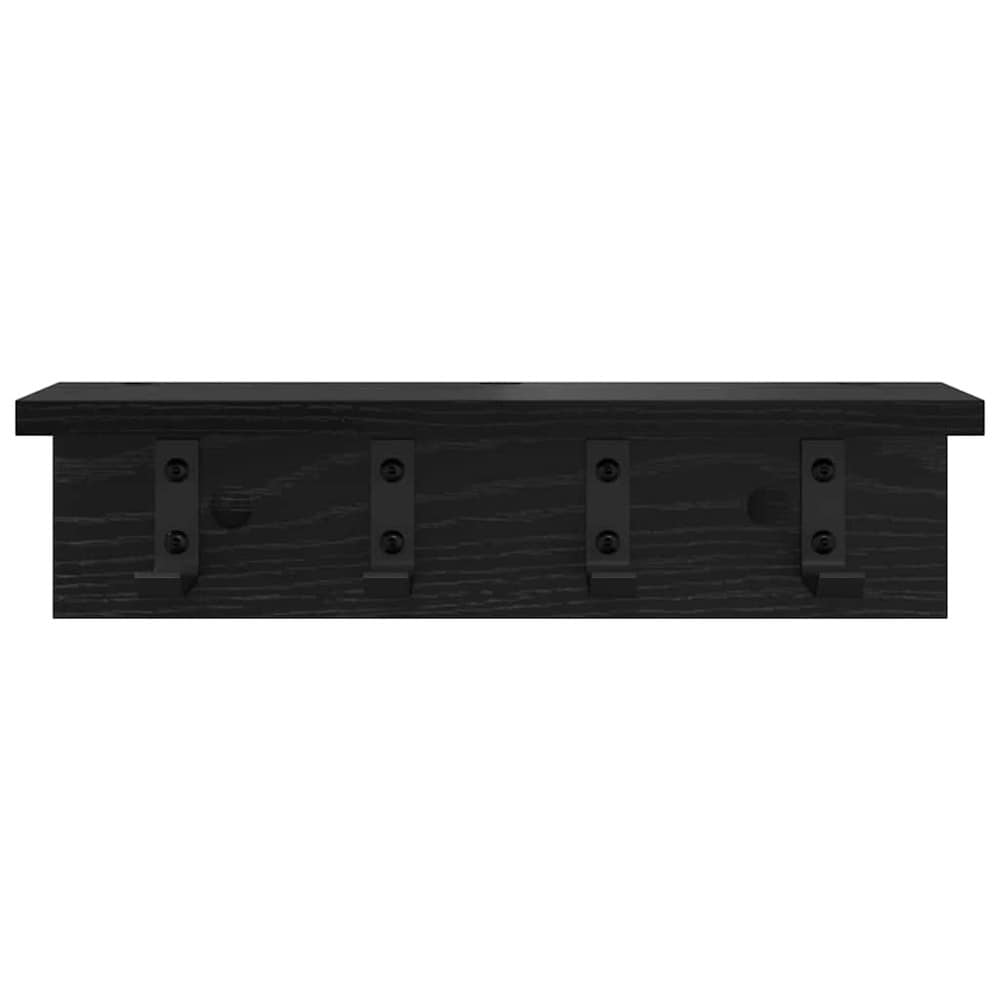 Hatthylla 40×10,5×10,5 cm / vägghylla med krokar / klädhängare för hall – Svart