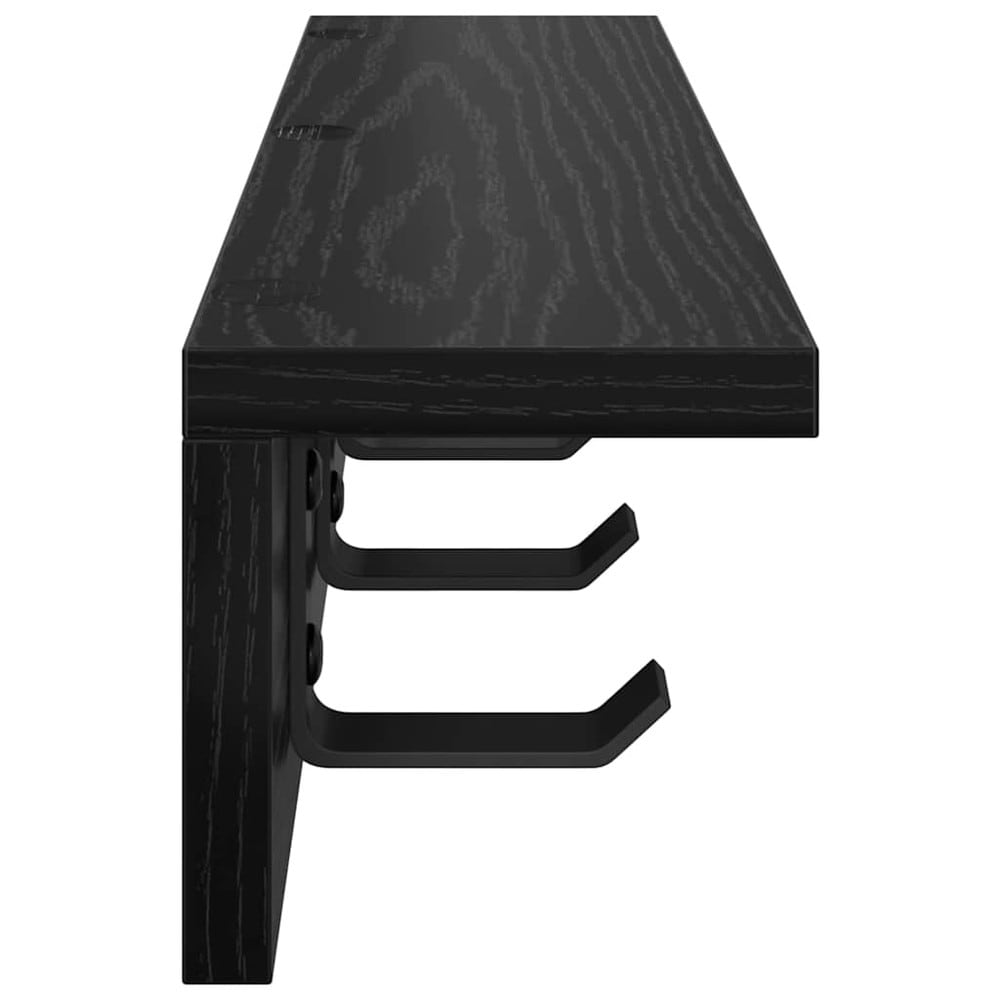 Hatthylla 40×10,5×10,5 cm / vägghylla med krokar / klädhängare för hall – Svart