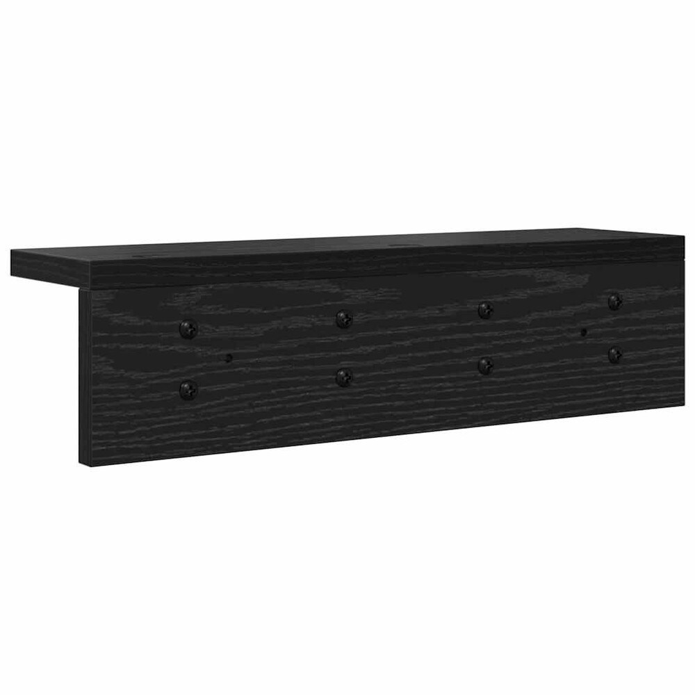 Hatthylla 40×10,5×10,5 cm / vägghylla med krokar / klädhängare för hall – Svart