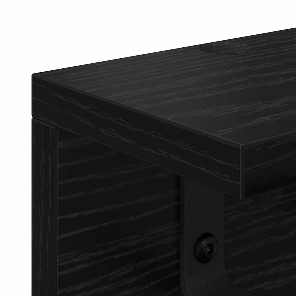 Hatthylla 40×10,5×10,5 cm / vägghylla med krokar / klädhängare för hall – Svart