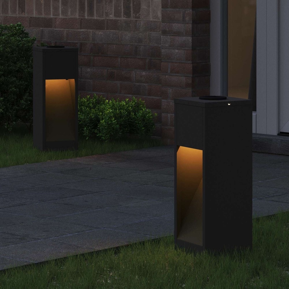 Solcellslampor för gång och rabatt 2-pack 50 cm - Svart / Solcellspollare / Gånglampor