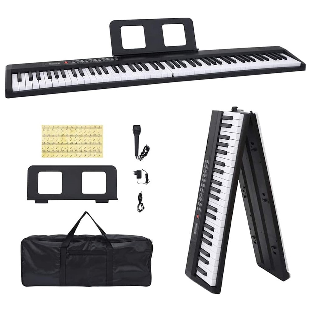 Hopfällbart keyboard med 88 tangenter och notställ / Portabelt elpiano / Vikbar klaviatur