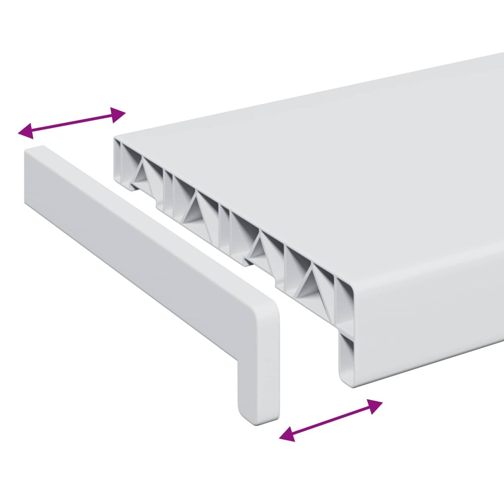 Fönsterbräda 120×20×4,5 cm / fönsterbänk i PVC med sidokapslar – Vit