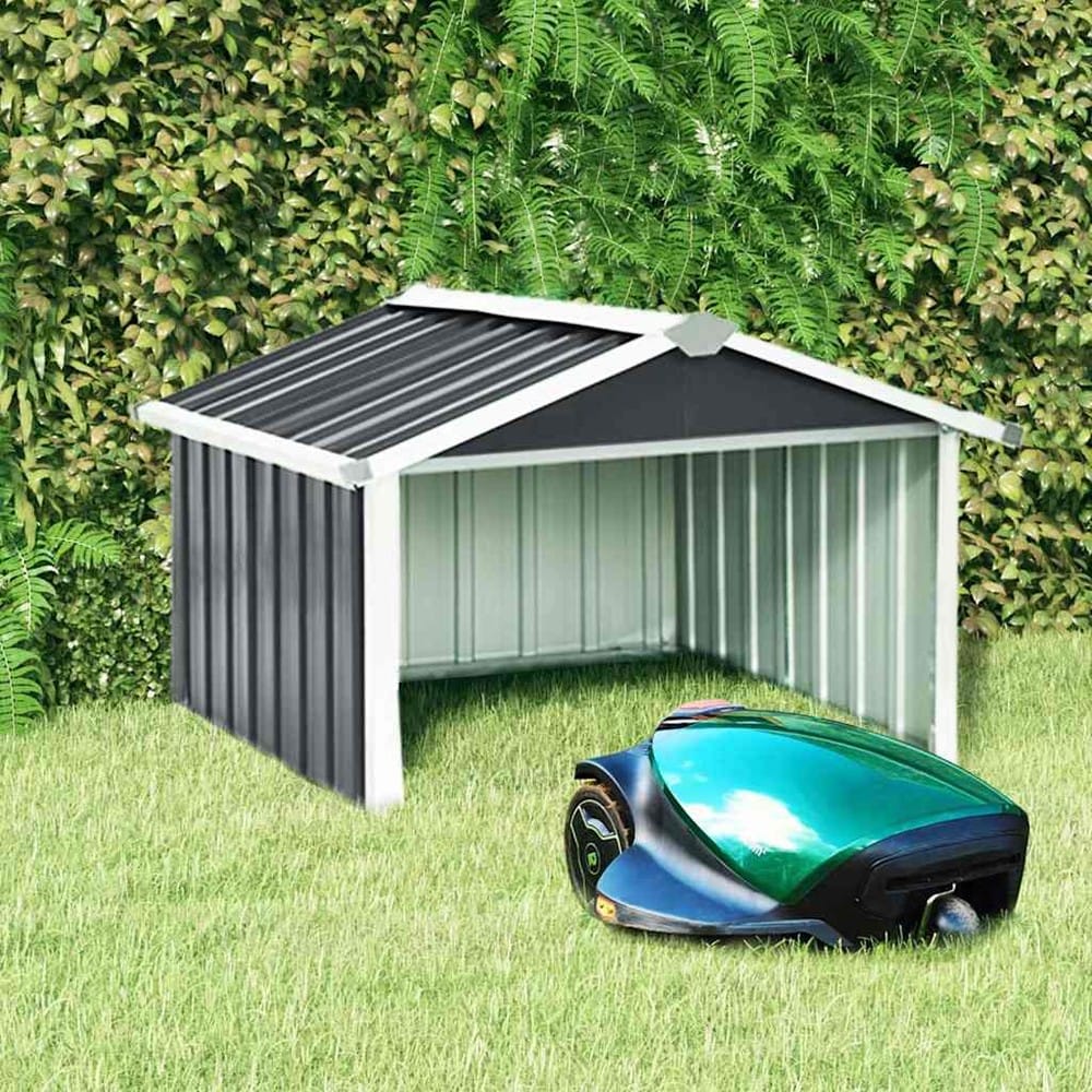 Garage för robotgräsklippare 92×97×63 cm / skydd för gräsklippare i galvaniserat stål – Antracit