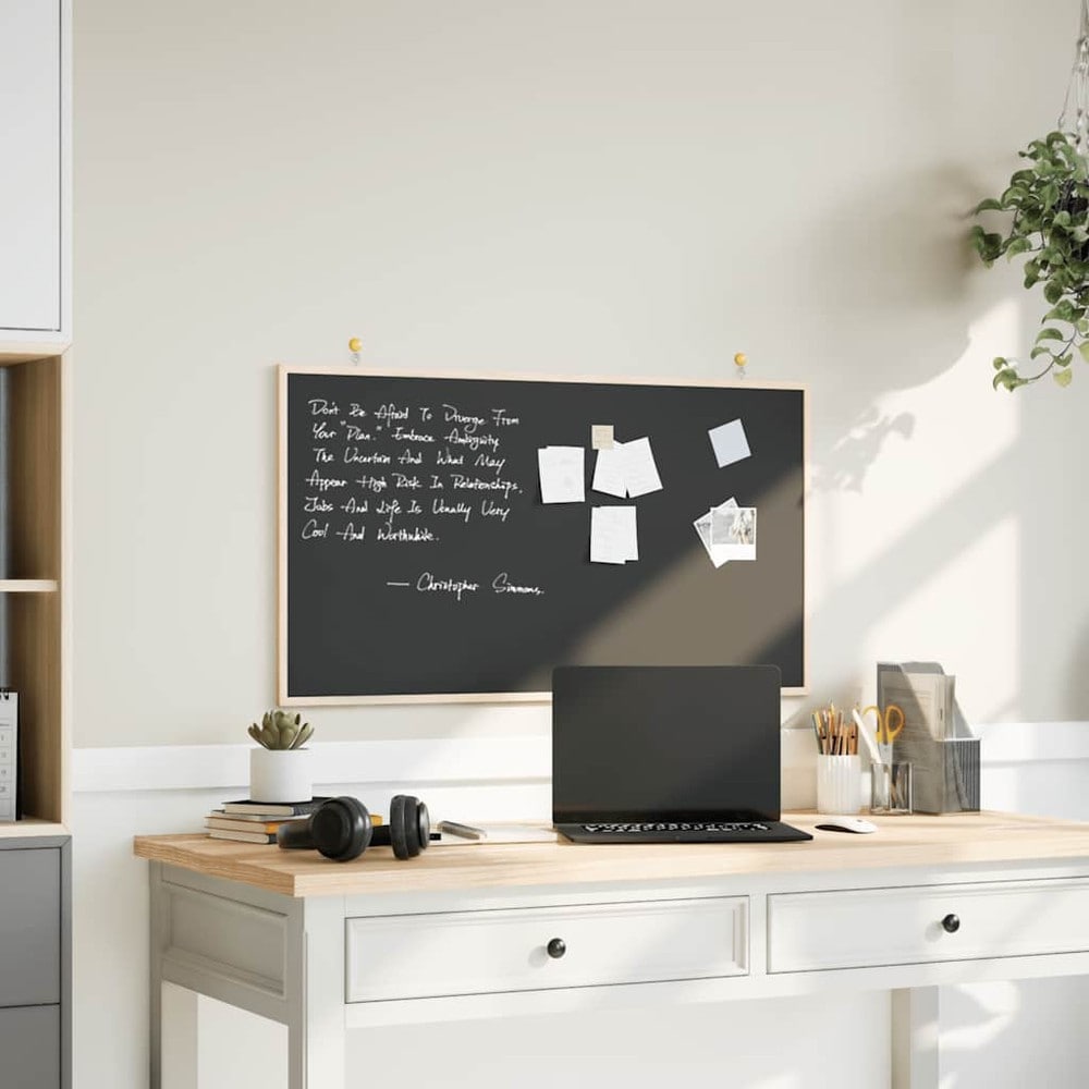 Griffeltavla 100×55 cm / skrivtavla / krittavla med ram i massiv furu – Svart