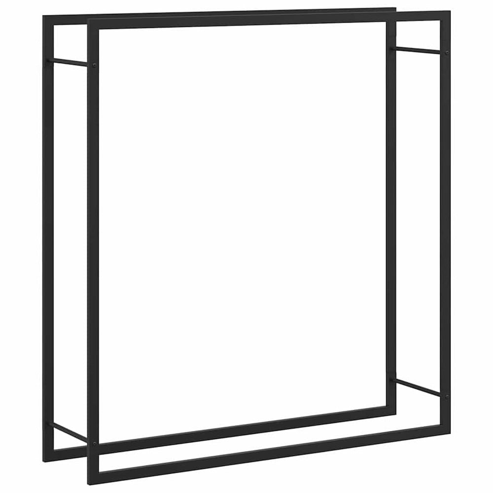 Vedställ 110×28×116 cm / vedförvaring i pulverlackerat stål – Mattsvart
