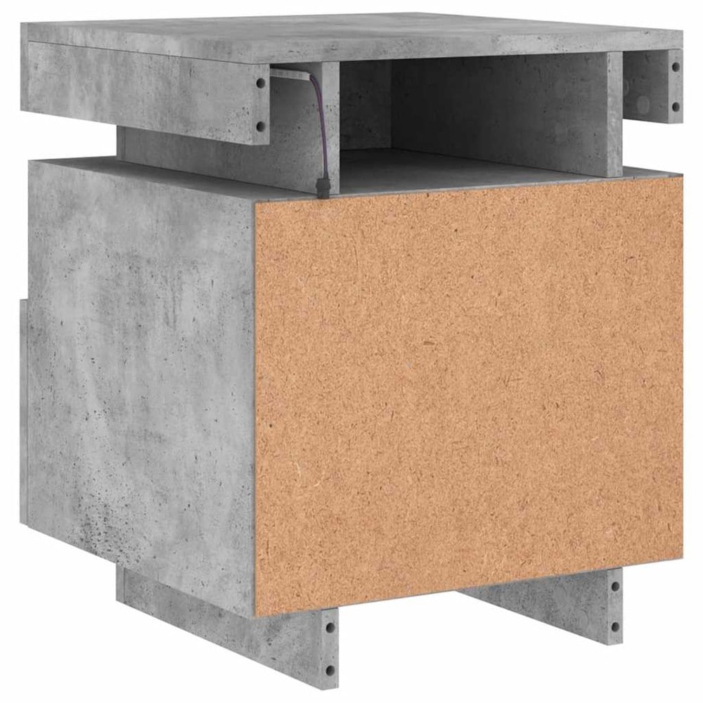 Sängbord 40×39×48,5 cm / nattduksbord med RGB LED-belysning och förvaring – Betonggrå