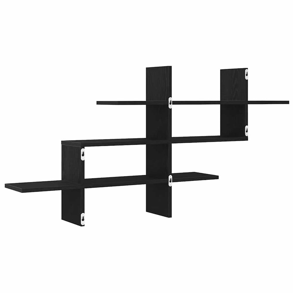 Vägghylla 124,5×18×60,5 cm / vägghängd hylla i konstruerat trä – Svart