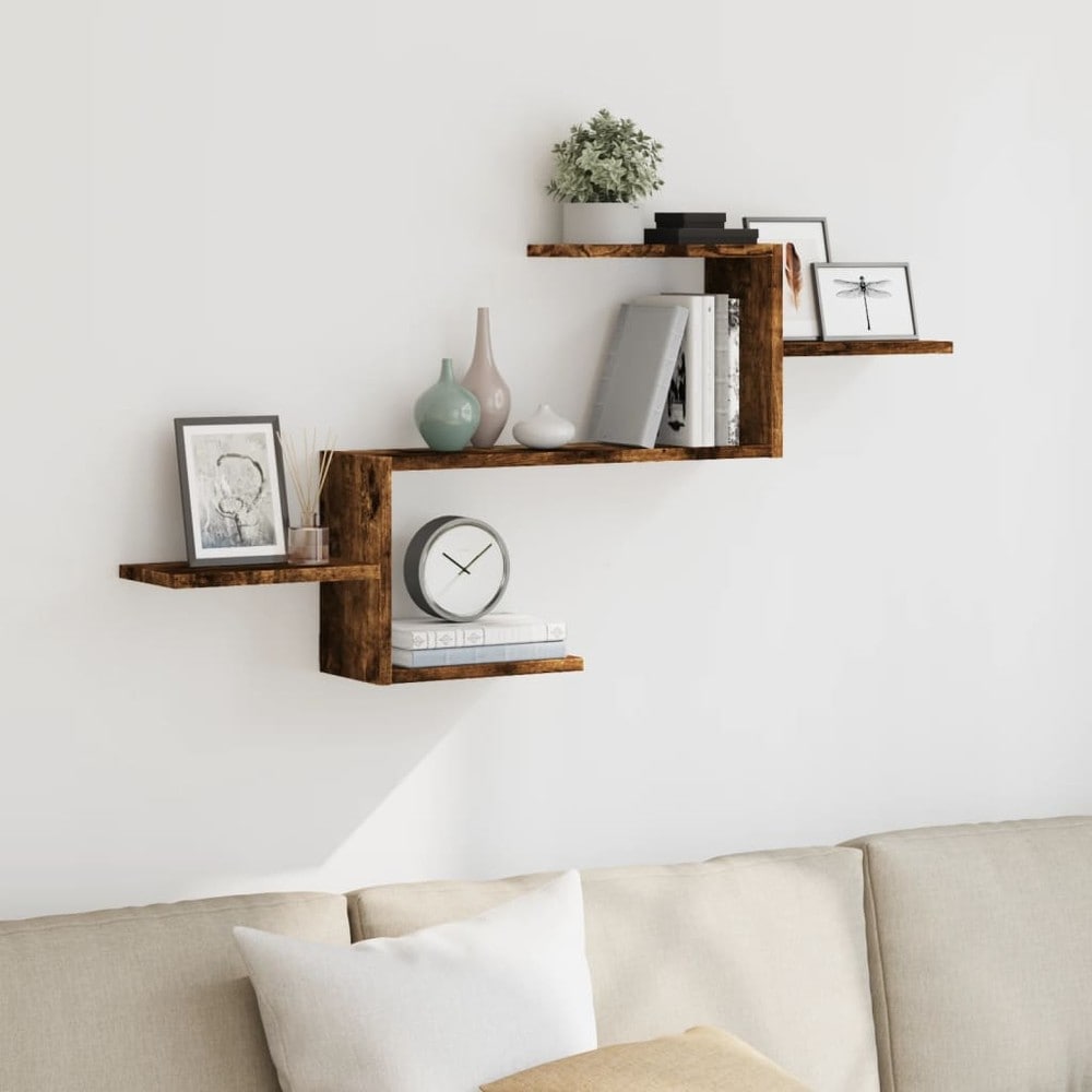 Vägghylla 104x15x49 cm - Rökfärgad ek / Förvaringshylla för vägg / Dekorationshylla