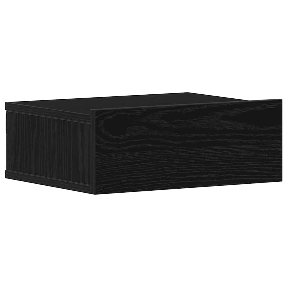 Svävande sängbord 40x32x15 cm - Svart ek / Vägghängt sängbord / Nattduksbord med låda