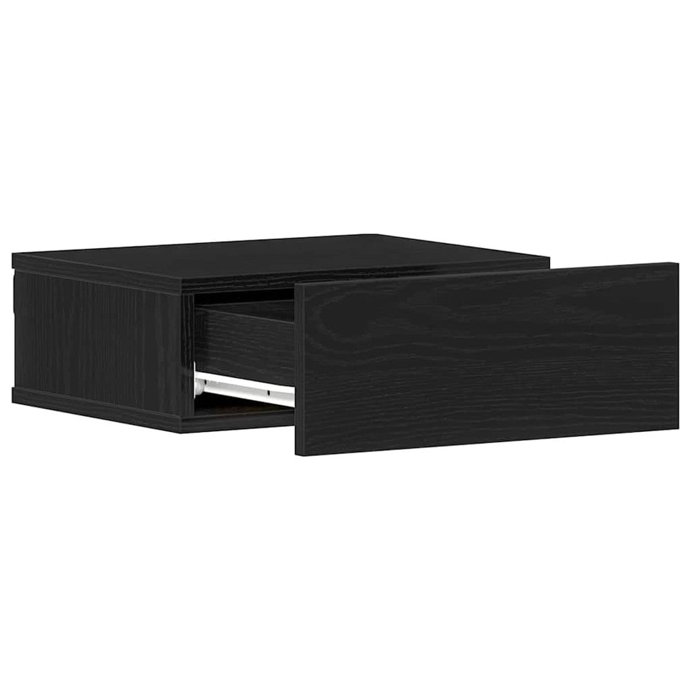 Svävande sängbord 40x32x15 cm - Svart ek / Vägghängt sängbord / Nattduksbord med låda
