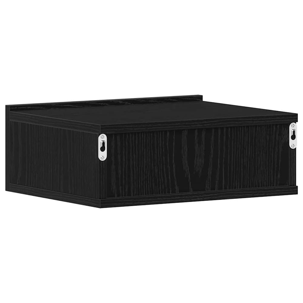 Svävande sängbord 40x32x15 cm - Svart ek / Vägghängt sängbord / Nattduksbord med låda