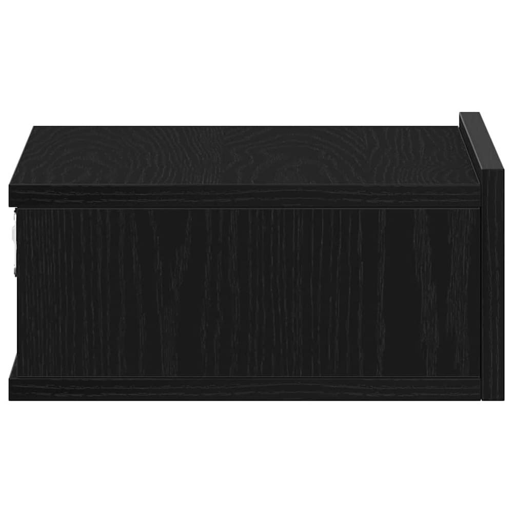 Svävande sängbord 40x32x15 cm - Svart ek / Vägghängt sängbord / Nattduksbord med låda