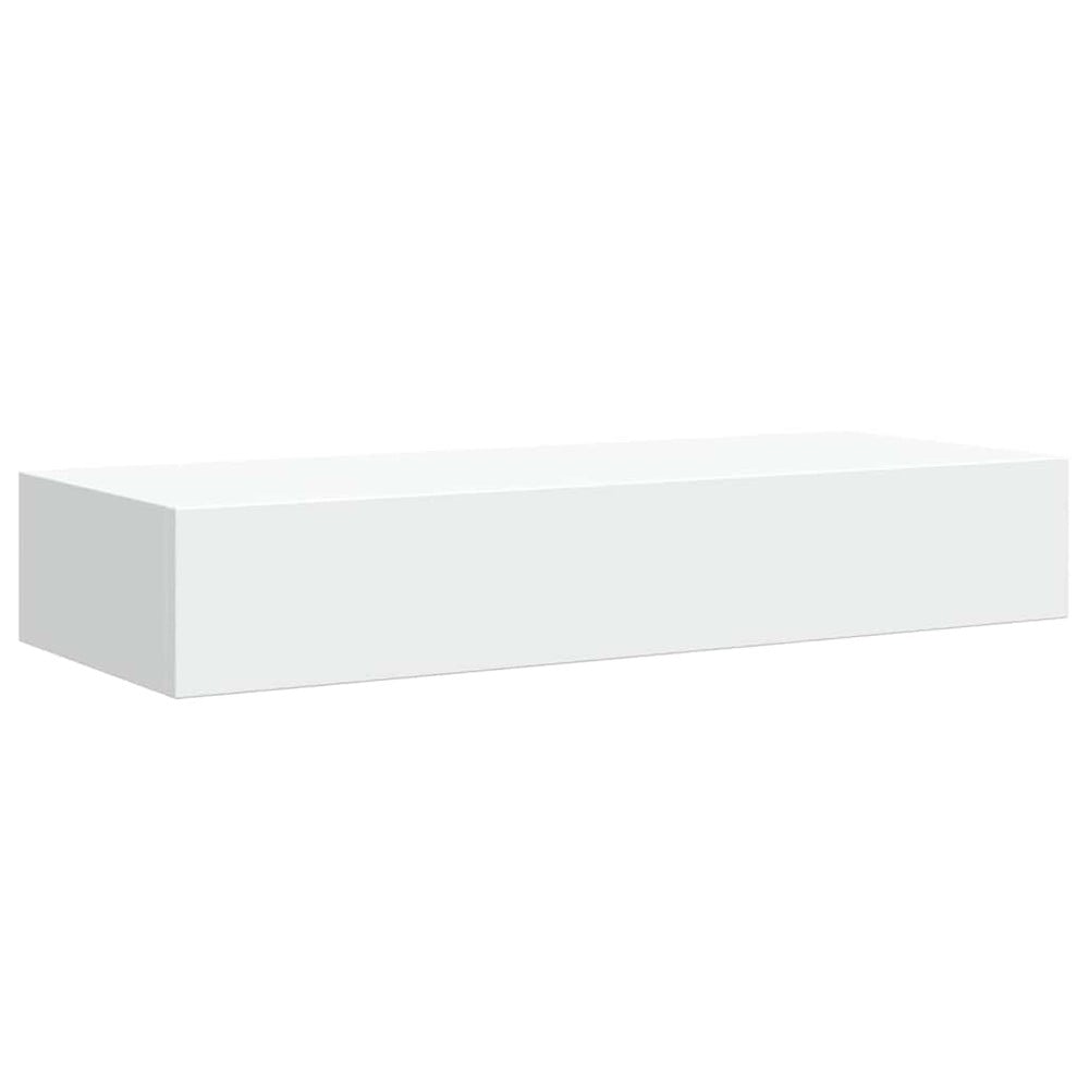 Vägghylla med låda 60 cm - Vit / Svävande lådhylla / Väggmonterad småförvaring
