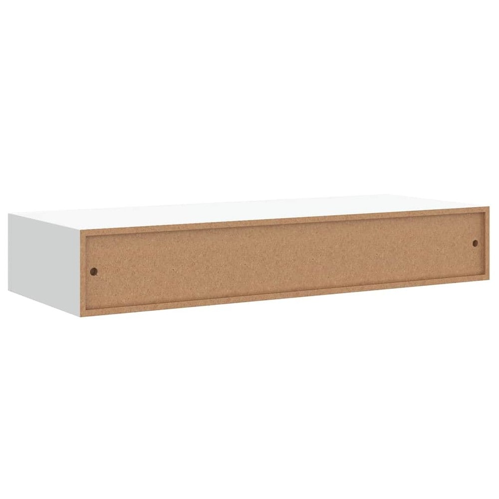 Vägghylla med låda 60 cm - Vit / Svävande lådhylla / Väggmonterad småförvaring