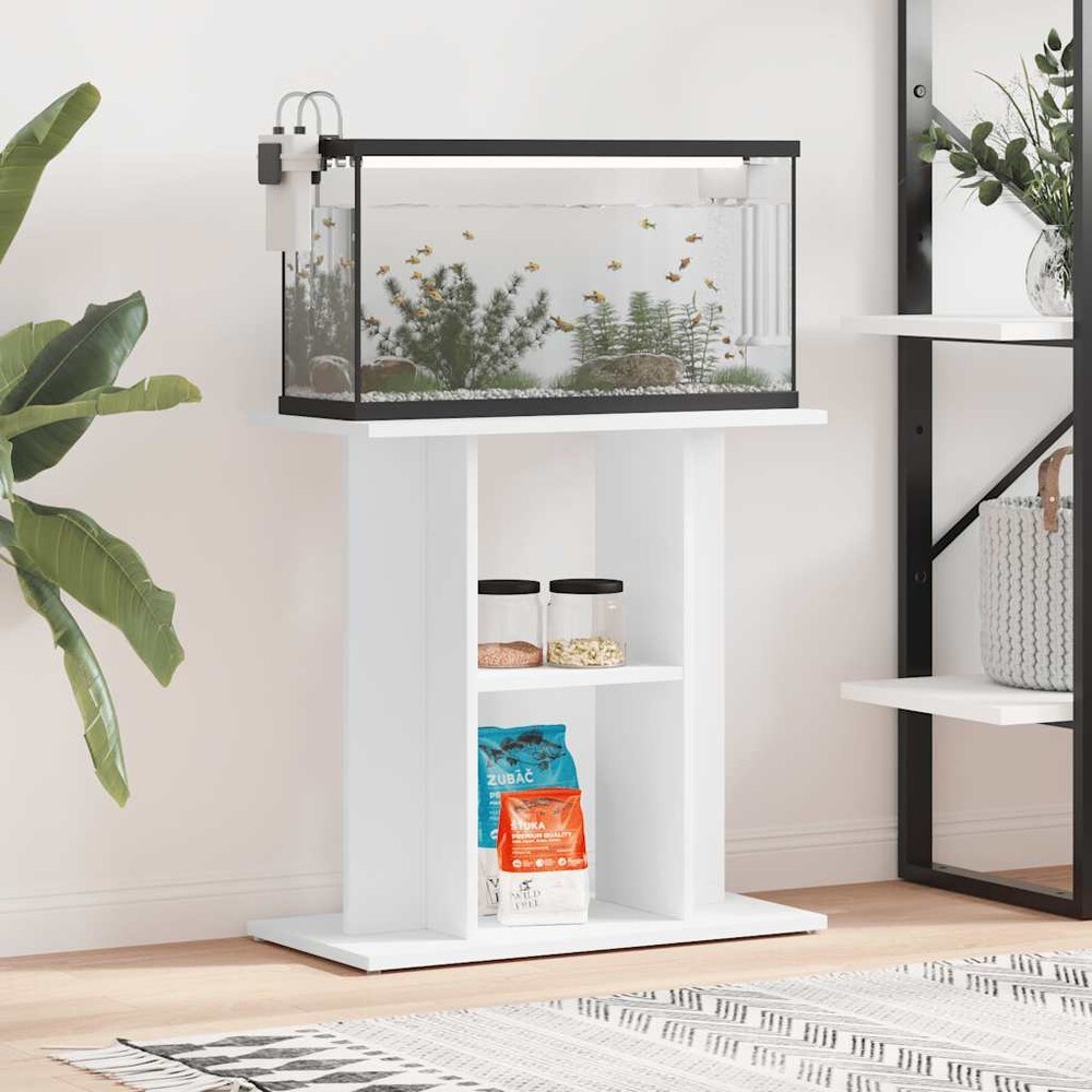 Akvariebänk 60x30x60 cm - Vit / Akvarieställ med hyllor / Akvariebord med förvaring