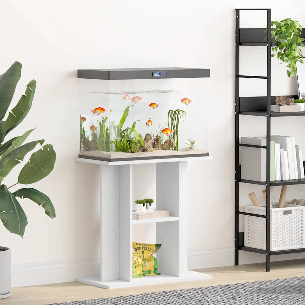 Akvariebänk 60x30x60 cm - Vit / Akvarieställ med hyllor / Akvariebord med förvaring