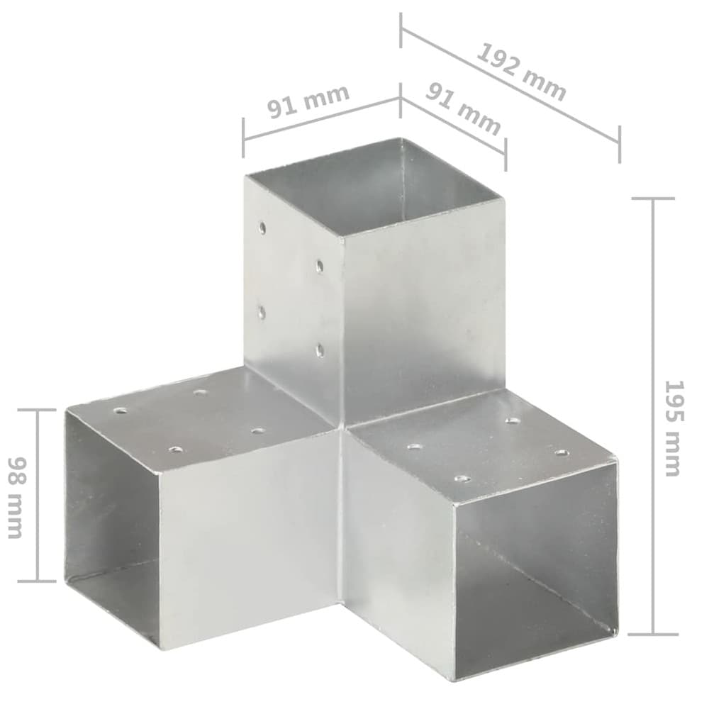 Y-formade stolpfästen 4-pack 91x91 mm / Trästolpskopplingar / Beslag för träbalkar